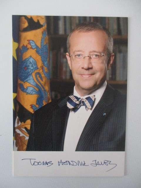 PRINTED AUTOGRAPH - TOOMAS H. LLIVES PRESIDENT OF ESTONIA