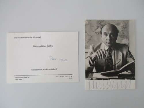 AUTOGRAPHED / SIGNED -  DR. OTTO GRAF LAMBSDORFF  GERMAN POLITICIAN