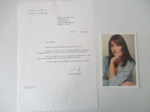 PRINTED AUTOGRAPH FRENCH SINGER SONG WRITER  - BRUNI-SARKOZY