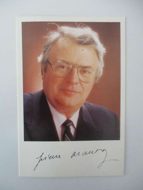 PRINTED AUTOGRAPH  - PIERRE MAUROY  -FRENCH POLITICIAN