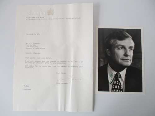 AUTOGRAPHED / SIGNED - PETER LOUGHEED - CANADIAN POLITICIAN