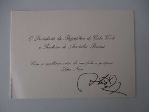 AUTOGRAPHED / SIGNED - PRIME MINISTER  ARISTIDES PEREIRA OF THE CAPE VERDEISLANDS