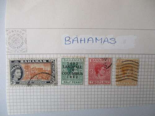 BAHAMAS - KING GEORGE AND ELIZABETH USED HINGED STAMPS