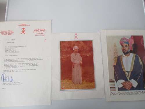 PHOTOGRAPH AND PRINT AND LETTER THE SULTAN OF OMAN