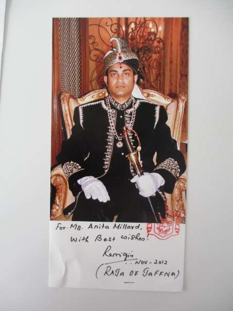 AUTOGRAPHED / SIGNED - PRINCE REMIGIUS KANAGARAJAH OF JAFFNA