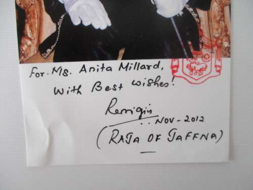 AUTOGRAPHED / SIGNED - PRINCE REMIGIUS KANAGARAJAH OF JAFFNA