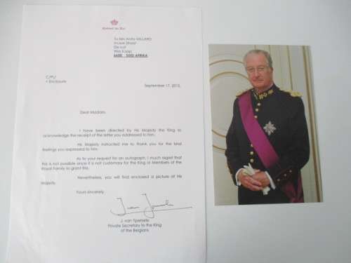 PHOTOGRAPH OF THE KING OF BELGIUM AND LETTER