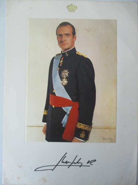 PRINTED AUTOGRAPH KING CARLOS JUAN OF SPAIN AND LETTER A4 SIZE
