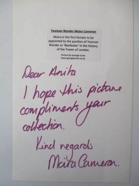 AUTOGRAPHED / SIGNED - MOIRA CAMERON -  FIRST  WOMAN  - YEOMAN WARDER TOWER OF LONDON GUARD