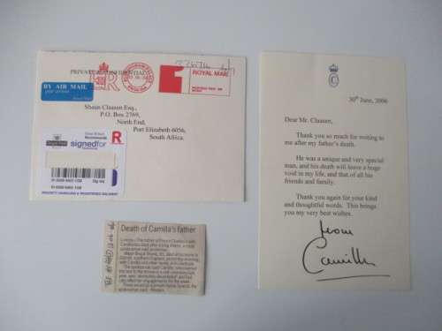 AUTOGRAPHED / SIGNED -  THANK YOU CARD -  CAMILLA QUEEN CONSORT OF ENGLAND RARE!!!!!