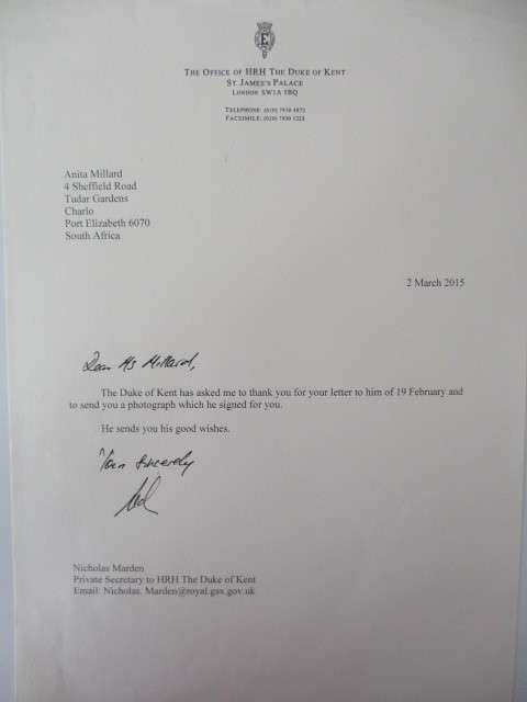 AUTOGRAPHED / SIGNED - PRINCE EDWARD DUKE OF KENT  AND LETTER