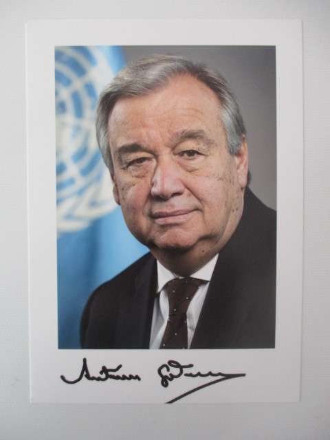 AUTOGRAPHED / SIGNED -  FORMER SECRETARY OF THE UNITED NATIONS ANTONIO GUTERRES
