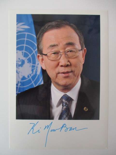 AUTOGRAPHED / SIGNED - BAN KI-MOON  FORMER SECRETARY GENERAL UNITED NATIONS X2 FDC
