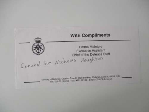 AUTOGRAPHED SIGNED - GENERAL SIR NICHOLAS HOUGHTON