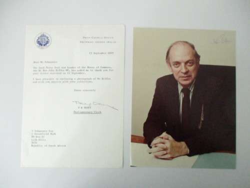 AUTOGRAPHED / SIGNED - JOHN BIFFEN  MP    LORD PRIVY SEAL