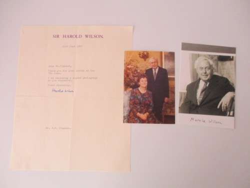 AUTOGRAPHED / SIGNED- SIR HAROLD WILSON AND  LETTER FORMER PRIME MINISTER ENGLAND