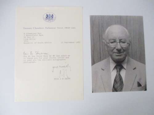 AUTOGRAPHED / SIGNED - RT PETER REES LORD AND LETTER