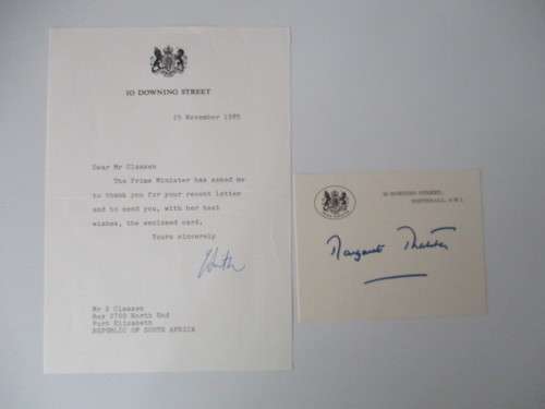 CARD PRINTED AUTOGRAPH MARGARET THATCHER FORMER PRIME MINISTER THE UK