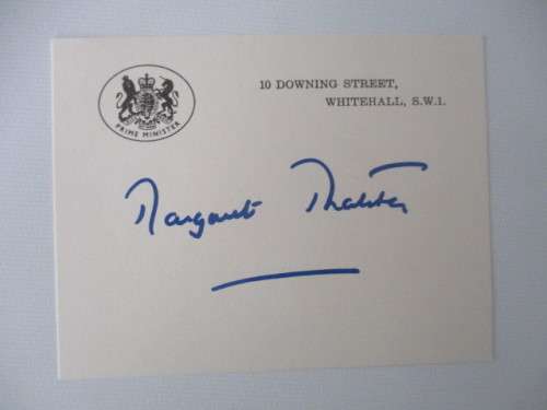 CARD PRINTED AUTOGRAPH MARGARET THATCHER FORMER PRIME MINISTER THE UK