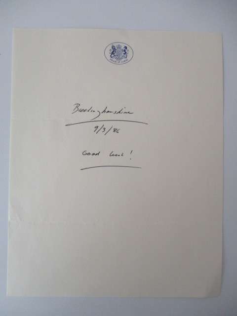 AUTOGRAPHED / SIGNED - LORD BUCKLING OF HAMSHIRE 1986