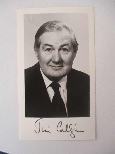 AUTOGRAPHED / SIGNED - LORD CALLAGHAN FORMER PRIME MINISTER OF ENGLAND