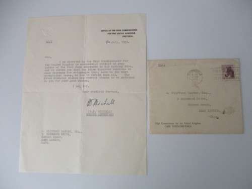 VINTAGE LETTER TO SIR ANTHONY EDEN FORMER PRIME MINISTER OF THE UK 1955
