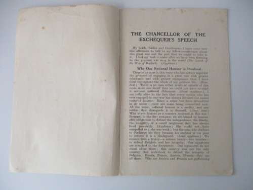 ANTIQUE SPEECH THE GREAT WAR BY DAVID LLOYD GEORGE MP  1914