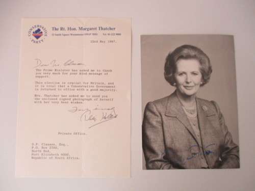 POSSIBLY PRINTED AUTOGRAPH MARGARET THATCHER FORMER PRIME MINISTER ENGLAND