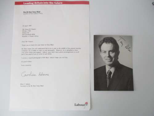 PRINTED AUTOGRAPH TONY BLAIR FORMERPRIME MINISTER OF ENGLAND