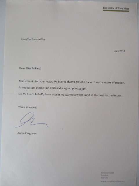 AUTOGRAPHED / SIGNED - TONY BLAIR FORMER PRIME MINISTER OF THE UK