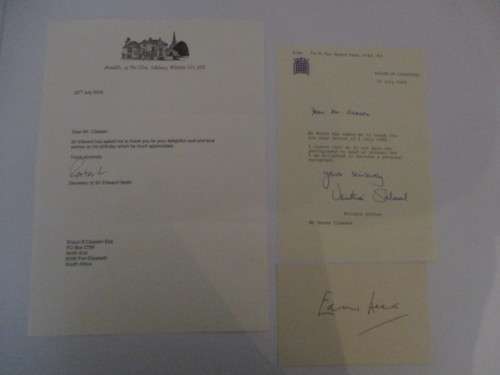 AUTOGRAPHED / SIGNED SIR EDWARD HEATH FORMER PRIME MINISTER OF ENGLAND