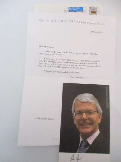 PRINTED AUTOGRAPH JOHN MAJOR FORMER PRIME MINISTER OF ENGLAND