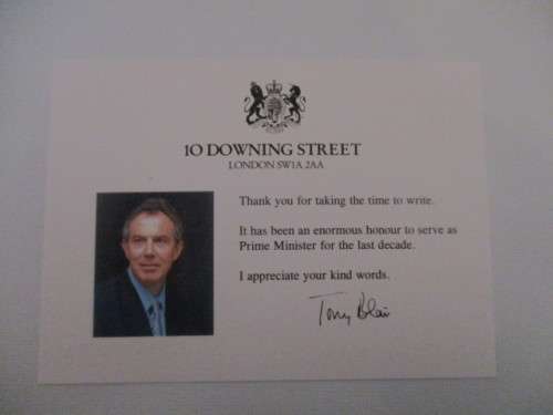 PRINTED AUTOGRAPH FORMER PRIME MINISTER OF ENGLAND TONY BLAIR