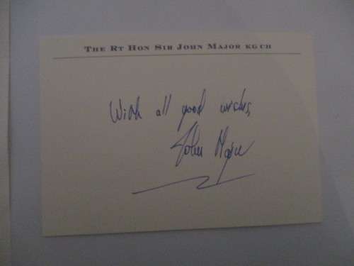 AUTOGRAPHED / SIGNED - SIR JOHN MAJOR  THANK YOU CARD FORMER UK PRIME MINISTER