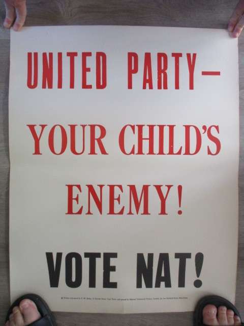 LARGE VINTAGE POSTER NATIONAL PARTY 1940'S