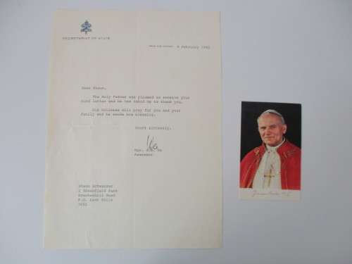 PRINTED AUTOGRAPH POPE JOHN PAULL II