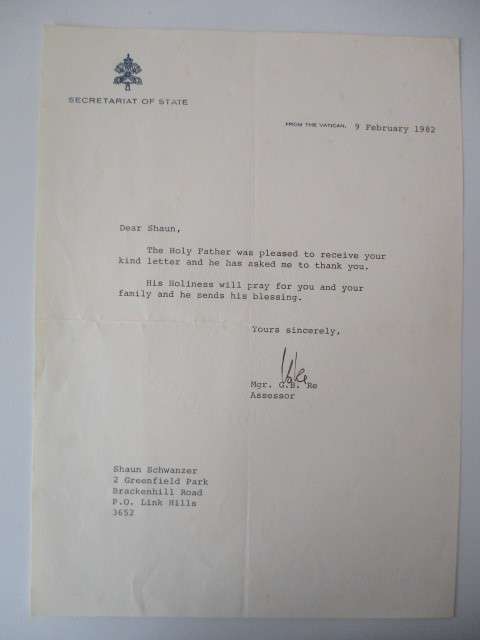 PRINTED AUTOGRAPH POPE JOHN PAULL II