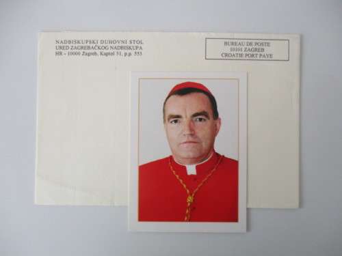 PRINTED  AUTOGRAPH JOSIP BOZANIC  CARDINAL OF CROATIA