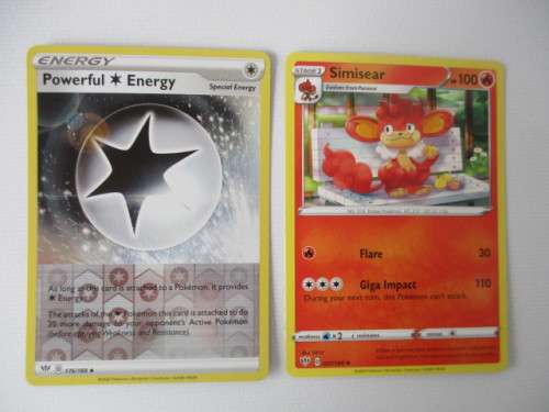POKEMON - POWERFUL ENERGY FOIL CARD  AND SIMISEAR HP CARD