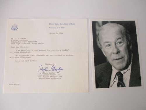 AUTOGRAPHED / SIGNED - GEORGE P. SHULTZ SECRETARY OF STATE