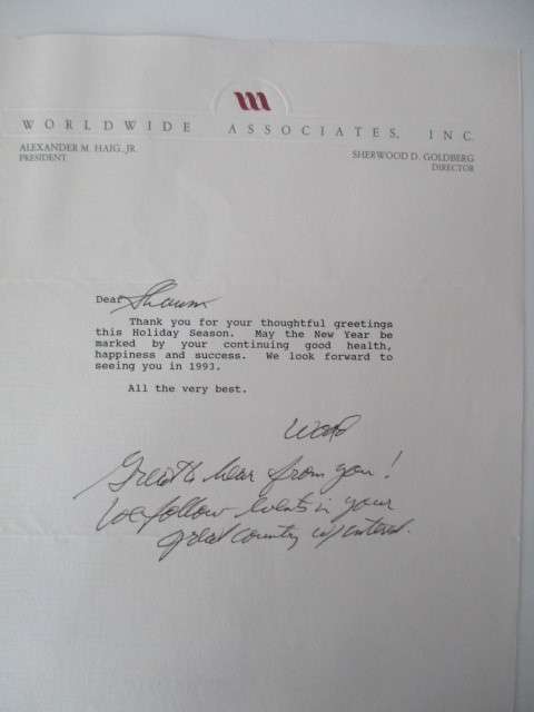 AUTOGRAPHED / SIGNED - SENATOR HAIG AND LETTER A4 SIZE
