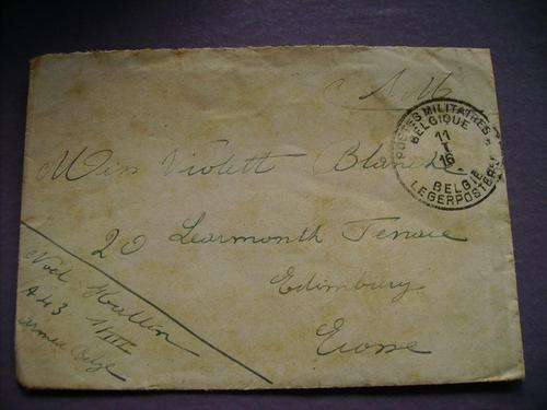 Letter posted from Belgium 1916