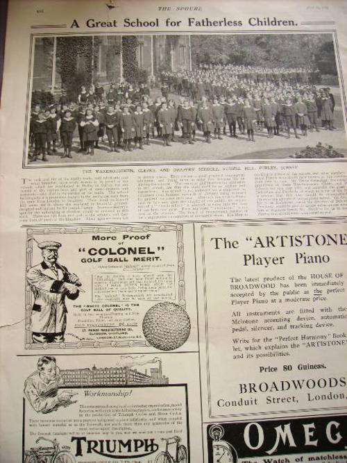 A  PAGE FROM THE SPHERE 1914 NEWSPAPER FATHERLESS CHILDREN