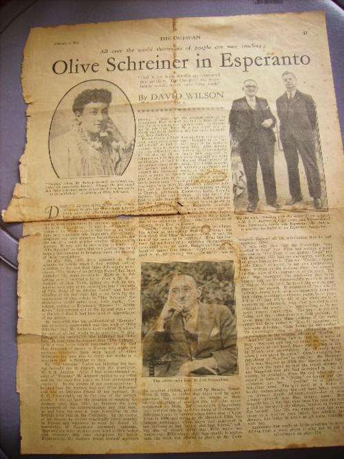A PAGE FROM THE OUTSPAN 1939 OLIVE SCHREINER IN ESPERANTO