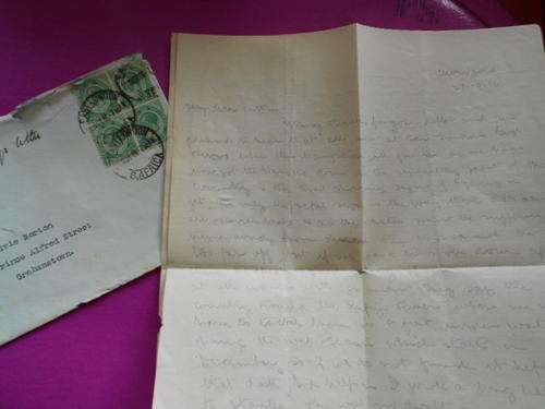 Letter written from the 1st World War 1916 stamps on envelope
