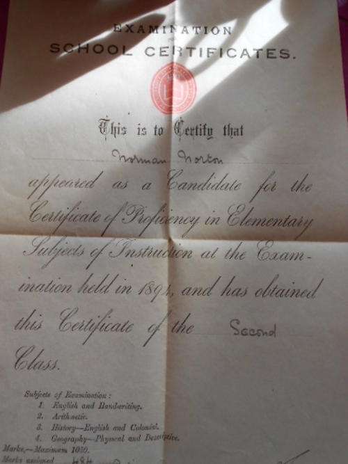 Antique School Certificate for Norman Norton Cape of Good Hope July 1894