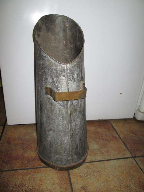 Vintage metal with brass trim coal scuttle see more below
