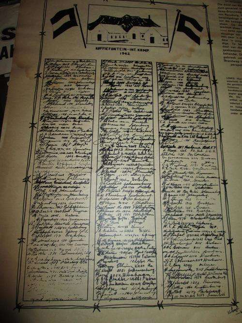 List of names of prisoners? Die Huisgenoot 7 April 1967 see below