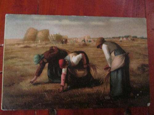 antique postcard the pickers with stamp