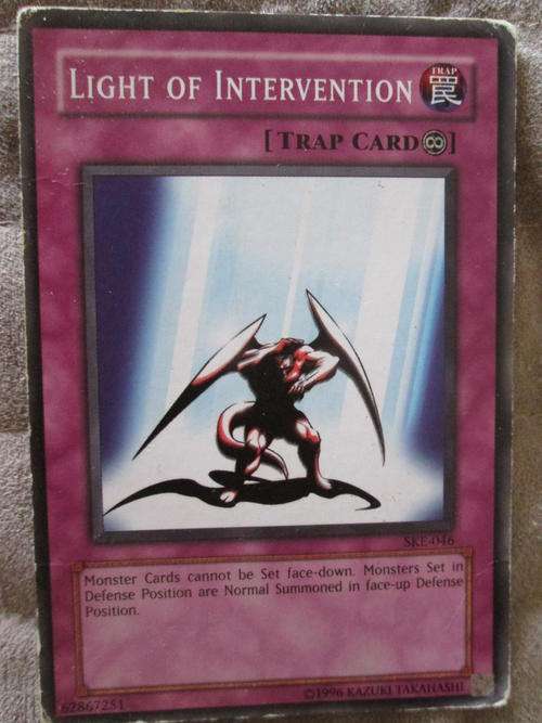 YU-GI-OH LIGHT OF INTERVENTION PLAYED CARD